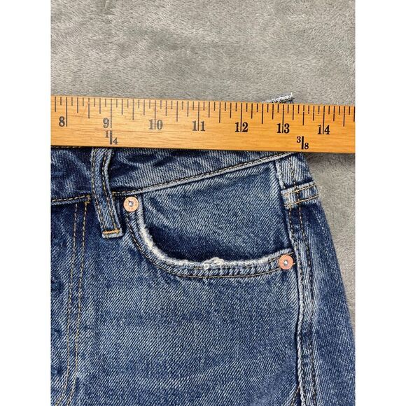 We The Free Women's Distressed Denim Mini-Skirt Button Fly‎ Denim Size 26 - Picture 2 of 7